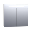 BRAUER 2.0 Spiegelkast - 80x70x15cm - verlichting geintegreerd - 2 links- en rechtsdraaiende spiegeldeuren - MDF - hoogglans wit SW6565