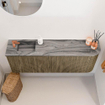 Mondiaz JOYA-DLUX Meuble de toilette 111,6cm - arrondi droite couleur Dusk - Vasque FAYE position gauche 1 trou de robinet couleur Sombra SW1426279