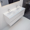 Mondiaz VICA Meuble Talc avec 2 tiroirs 120x50x45cm vasque lavabo Denia double 2 trous de robinet SW409942