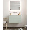 Mondiaz VICA ensemble de meuble de salle de bain - 80cm - meuble sous lavabo greey - 2 tiroirs - lavabo moon milieu - sans trou de robinet - miroir LED - version XL 60cm de haut SW1098079