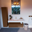 Mondiaz ALAN-DLUX Ensemble de meuble - 120cm - meuble Rust mat - 2 tiroirs - Lavabo Cloud Opalo suspendu - vasque Centre - 1 trou de robinet SW806613