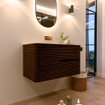 Mondiaz CIRO-DLUX Badkamermeubelset - 90x45x50cm - Solid surface wastafel Saba - 1 wasbak Midden - zonder kraangaten - 2 lades - Walnut SW1530673