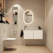 MONDIAZ TURE-DLUX Meuble toilette - 100cm - Talc - EDEN - vasque Opalo - position gauche - 1 trou de robinet SW1104120