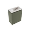 MONDIAZ TURE-DLUX Meuble toilette - 40cm - Army - EDEN - vasque Glace - position droite - sans trou de robinet SW1103183