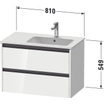 Duravit Ketho 2 meuble sous-lavabo avec 2 tiroirs pour vasque à droite 81x48x54.9cm avec poignées anthracite gris béton mat SW772195