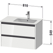 Duravit ketho meuble sous 2 vasques avec 2 tiroirs pour vasque à droite 81x48x54.9cm avec poignées anthracite graphite super mat SW771908