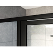 Saniclass Bellini Porte de douche 130x200cm avec paroi fixe verre de sécurité anticalcaire cadre Lines à l'extérieur Noir mat SW491688