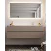 MONDIAZ VICA Ensemble de meuble salle de bain - 150cm - 2 tiroirs - lavabo Cloud à droite - 1 trou de robinet - solid surface smoke SW411416