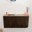 Mondiaz JOYA-DLUX 81.6cm toiletmeubel - ronding rechts kleur Walnut - Wastafel FAYE positie Links 1 kraangat kleur Arena. SW1424377