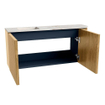 Mondiaz JOYA-DLUX 91.6cm toiletmeubel - ronding rechts kleur Oak - Wastafel FAYE positie Links 1 kraangat kleur Frappe. SW1421932