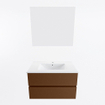 Mondiaz VICA ensemble de meuble de salle de bain - 80cm - meuble sous-vasque reposant - 2 tiroirs - lavabo denia milieu - 1 trou de robinet - couleur Blanc Brillant - miroir LED - version XL 60cm de haut SW1092035