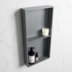 Mondiaz EASY Niche salle de bains - 59.5x8x29.5cm - à encastrer ou à monter - 2 compartiments - Plata | Plata SW1017046