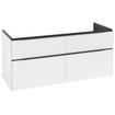 Villeroy & Boch Subway 3.0 meuble sous-lavabo - 130x55x45cm - avec poignée Volcano Black 2 découpes pour siphon à gauche et à droite panneau de particules Pure White SW701677