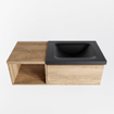 Mondiaz BUKLA Ensemble de meuble - 100x45x34cm - 0 trous de robinet - lavabo à droite - solid surface - Urban - sans poignée - 1 tiroir - Mélamine - Chêne blanchi SW705030