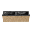 MONDIAZ KURVE-DLUX 140cm Meuble salle de bain - couleur Oak - 2 tiroirs - vasque STOR SMALL double - sans trou de robinet - couleur Lava SW1137198