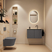 MONDIAZ TURE-DLUX Meuble toilette - 80cm - Dark Grey - EDEN - vasque Frappe - position centrale - 1 trou de robinet SW1102749