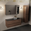 Mondiaz AIVY Ensemble de meuble - 120x45x50cm - 0 trous de robinet - 1 vasque Urban Solid surface - Droite - 2 tiroirs - avec miroir - Melamine Mocha SW892425