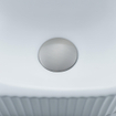 QeramiQ Fuente Ensemble de Lavabo - 40x21.5x12cm - gauche - strié - demi-rond - 1 trou de robinet - céramique - ensemble de robinet en acier inoxydable brossé - bouchon de vidange - siphon réduit - blanc mat SW1233016