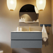 Mondiaz VICA-DLUX Ensemble de meuble de salle de bain - 100cm - meuble sous-vasque plata - 2 tiroirs - lavabo encastrée cloud droite - 1 trou de robinet - version haute de 60cm - glace SW1088302