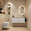 MONDIAZ TURE-DLUX Meuble toilette - 120cm - Linen - EDEN - vasque Frappe - position droite - 1 trou de robinet SW1102874