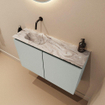 MONDIAZ TURE-DLUX Meuble toilette - 80cm - Greey - EDEN - vasque Glace - position gauche - sans trou de robinet SW1103291