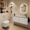 MONDIAZ TURE-DLUX Meuble toilette - 120cm - Linen - EDEN - vasque Ostra - position droite - 1 trou de robinet SW1104962