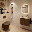 MONDIAZ TURE-DLUX Meuble toilette - 60cm - Rust - EDEN - vasque Frappe - position droite - 1 trou de robinet SW1102973