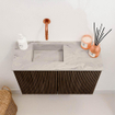 Mondiaz JOYA-DLUX 60cm toiletmeubel - kleur Walnut - Wastafel FAYE positie Links Zonder kraangat kleur Glace. SW1422353