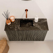 Mondiaz JOYA-DLUX Meuble de salle de bains - 70cm - couleur Shadow - Vasque FAYE position Milieu Sans trou de robinet couleur Lava SW1422849