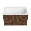 MONDIAZ KURVE 70cm Meuble salle de bain - couleur Walnut - 1 tiroir - vasque BIG SMALL centre - 1 trou de robinet - Talc SW1138273