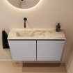 MONDIAZ TURE-DLUX Meuble toilette - 80cm - Plata - EDEN - vasque Frappe - position gauche - sans trou de robinet SW1102917