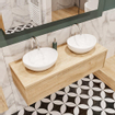 Mondiaz LUSH Meuble salle de bains avec 1 tiroir lavabo BARCO 120x30x45cm double 2 trous de robinet Washed oak SW409585