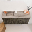 Mondiaz JOYA-DLUX Meuble de salle de bains - 80cm - couleur Shadow - Vasque FAYE position Gauche 1 trou de robinet couleur Oza SW1425028