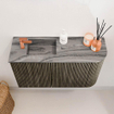 Mondiaz JOYA-DLUX 71.6cm toiletmeubel - ronding rechts kleur Shadow - Wastafel FAYE positie Links 1 kraangat kleur Sombra. SW1425211