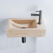 Saniclass Fuente Ensemble lave-mains - 40x22x10cm - trou de robinet à droite - robinet de lave-mains gunmetal brossé PVD - bonde - siphon abaissé - pierre naturelle mouchetée SW1445942