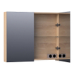 BRAUER Impress armoire de toilette - 80x70x15cm - sans éclairage - 2 portes miroir double face - lamelles chêne naturel SW392925