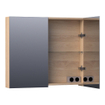 BRAUER Plain Spiegelkast - 80x70x15cm - 2 links/rechtsdraaiende spiegeldeuren - hout - Smoked oak SW392925