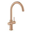 GROHE Blue home robinet de cuisine 1 trou avec bec duo c starterkit avec wifi bluetooth eau froide et gazeuse 3x eau froide + 3x eau gazeuse brossée Warm sunset brossé (cuivre) SW354706