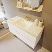 MONDIAZ VICA-DLUX Ensemble meuble de salle de bains - 110cm - sous-meuble talc - 2 tiroirs - lavabo encastré cloud au milieu - 1 trou de robinet - version haute 60cm - frape SW1088550