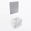 Mondiaz VICA ensemble de meuble de salle de bain - 60cm - meuble sous vasque carrara - 2 tiroirs - lavabo cloud milieu - 1 trou de robinet - couleur talc - miroir LED - version XL 60cm de haut SW1095764