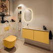 MONDIAZ TURE-DLUX Meuble toilette - 120cm - Ocher - EDEN - vasque Frappe - position gauche - sans trou de robinet SW1102921