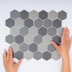 La Mosaic Factory London carreau mosaïque - 28,2x32,1cm - carrelage mural et de sol - Hexagone/Hexagone - Porcelaine Gris Foncé mix Mat SW382565