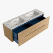 Mondiaz CIRO-DLUX Meuble de salle de bains - 150x45x50cm - Plan vasque solid surface Glace - 2 vasques Double - sans trous de robinetterie - 4 tiroirs - Chêne SW1530849
