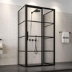Sealskin Soho Porte de douche coulissante 120x210cm pour niche profilé noir mat et verre clair SW491956