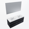 Mondiaz VICA ensemble de meuble de salle de bain - 120cm - meuble sous-vasque Anthracite - 4 tiroirs - lavabo denia double - 2 trous de robinet - couleur Blanc Brillant - miroir LED - version XL 60cm de haut SW1092053