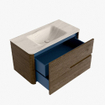 Mondiaz CIRO-DLUX Badkamermeubelset - 90x45x50cm - Solid surface wastafel Meli - 1 wasbak Midden - zonder kraangaten - 2 lades - Dusk SW1533134