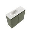 MONDIAZ TURE-DLUX Meuble toilette - 60cm - Army - EDEN - vasque Ostra - position gauche - 1 trou de robinet SW1104792