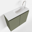 MONDIAZ TURE Kit lave-mains - 60x23x50cm - 1 trou de robinet - 2 portes - armée mate - Lavabo à droite - Acrylique Blanc SW474995
