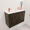 Mondiaz JOYA 60cm toiletmeubel - kleur Shadow - Wastafel FAYE positie Links 1 kraangat kleur Talc. SW1421388