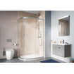 Cabine de douche quart de rond Crosswater Clear 6 avec 1 porte coulissante 80x80x195cm en verre de sécurité clair 6mm argent. SW487122
